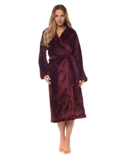 Szlafrok damski ciepły długi L&L Flower 2123 