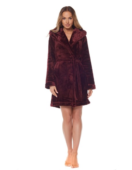 Szlafrok damski ciepły krótki z kapturem L&L...