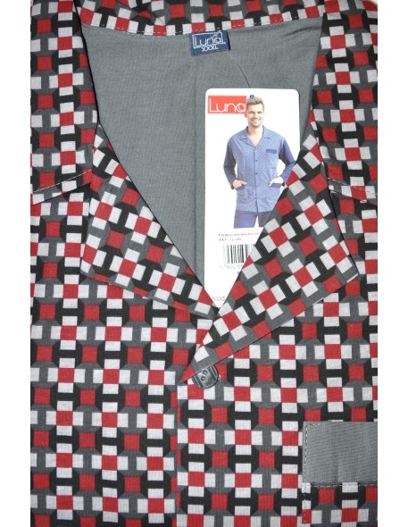 Piżama męska długi rękaw rozpinana m-2xl, Luna 797