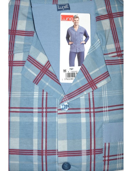 Piżama męska długi rękaw rozpinana m-2xl, Luna 797