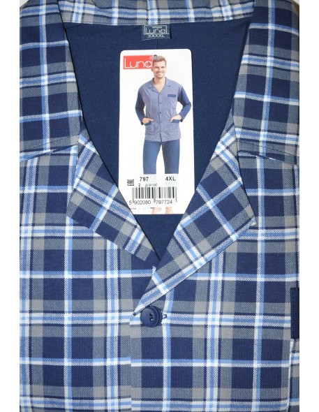 Piżama męska długi rękaw rozpinana m-2xl, Luna 797