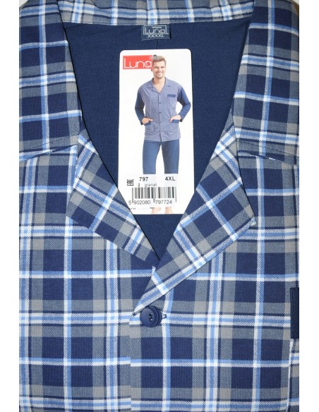 Piżama męska długi rękaw rozpinana m-2xl, Luna 797