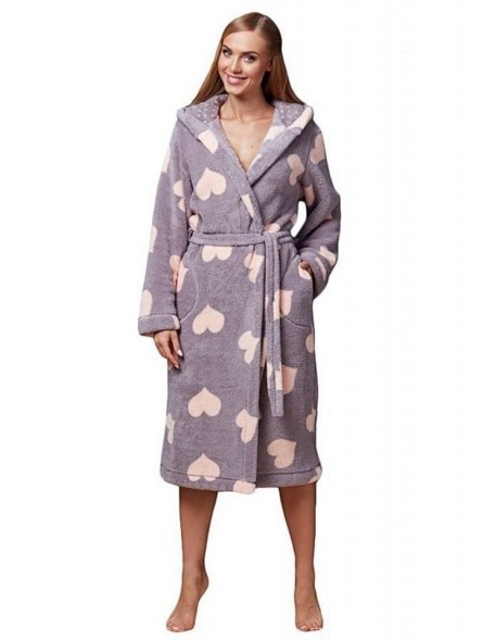 Bathrobe ladies' ciepły long with hood L&L Kola