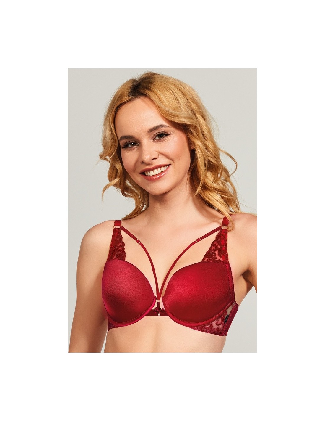 Bra push up Krisline Clarisa brassiere plunge Color rubin Size 70C