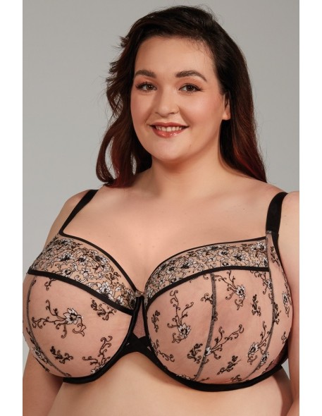 Bra soft Krisline Paloma full cup black-pink 85D 