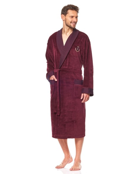 Szlafrok męski welurowy długi L&L 9102 