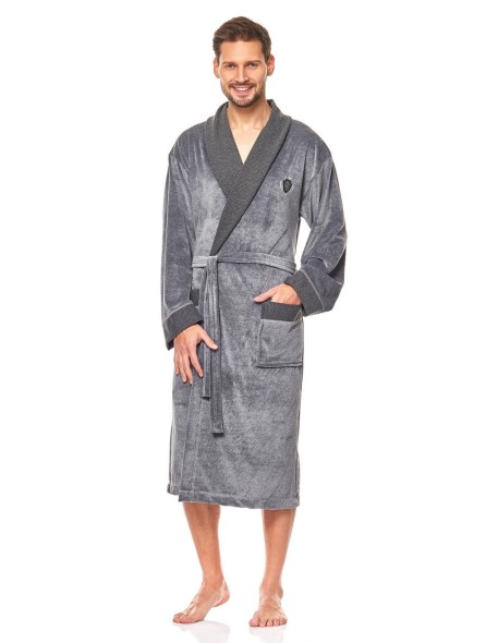 Szlafrok męski welurowy długi L&L 9102 