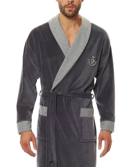 Szlafrok męski welurowy długi L&L 9102 