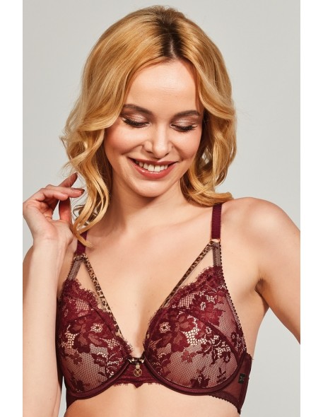 Bra push up Krisline Selena brassiere lace Color burgundy Size 70C