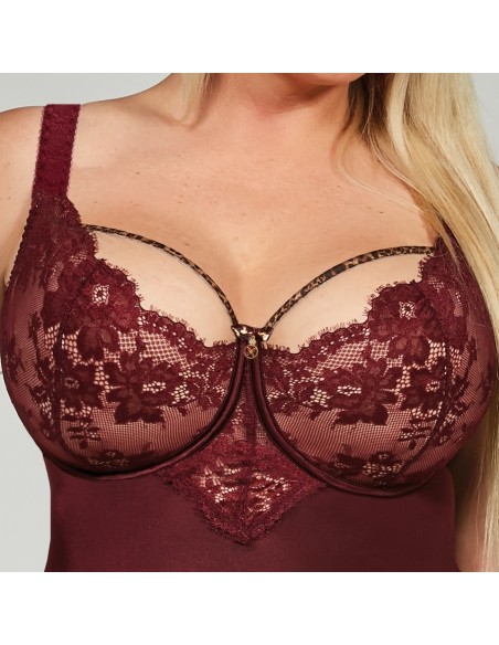 Body miękkie Krisline Selena bordowe, koronkowe