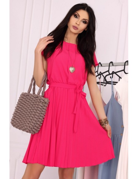 Medesia dress women's midi wiązana in waist pink, Merribel 85515