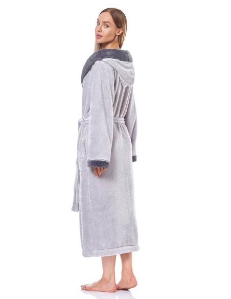 Bathrobe ladies' ciepły long with hood L&L HFT 9145