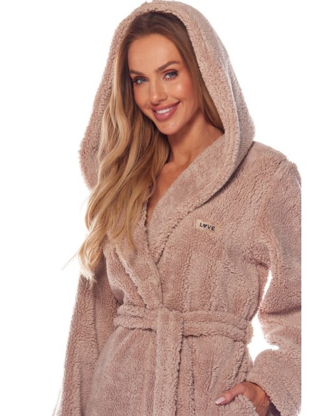 Bathrobe ladies' ciepły long with hood L&L Brandi 2205