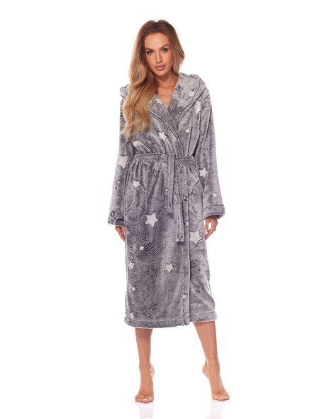 Bathrobe ladies' long with hood L&L Nela 2213