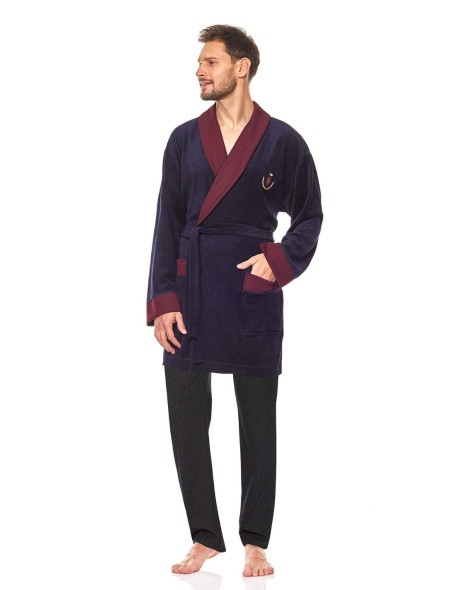Bathrobe male welurowy short L&L 9101 BJ