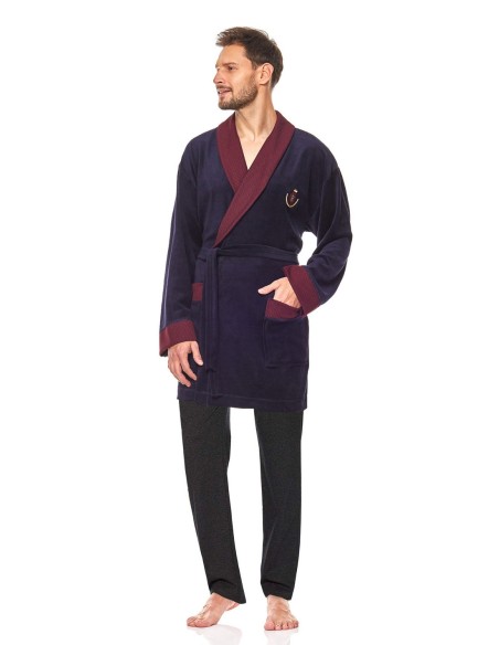 Bathrobe male welurowy short L&L 9101 BJ