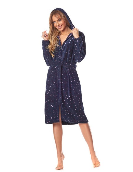 Szlafrok damski na zamek z kapturem L&L ZPPR 9156 