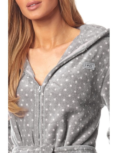Bathrobe ladies' na zipper with hood L&L ZPPR 9156