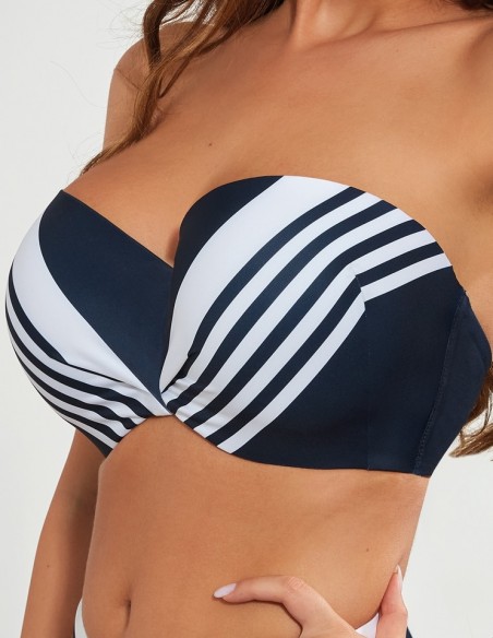 Biustonosz kąpielowy bardotka usztywniany Krisline Blue Mare mhm 