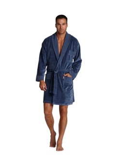 Welur bathrobe male short with collar, De Lafense 711