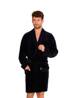 Welur bathrobe male short with collar, De Lafense 711 2