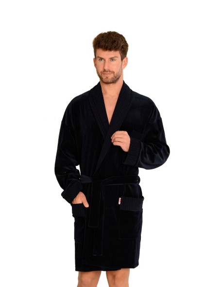 Welur bathrobe male short with collar, De...