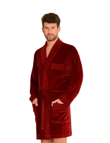 Welur bathrobe male short with collar, De...