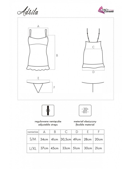 Adsila t-shirt night with thongs black, Livia...