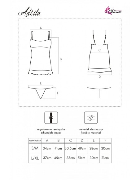 Adsila t-shirt night with thongs black, Livia Corsetti lc 30098