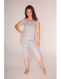 Kropki piżama damska krótki rękaw spodnie 3/4, De Lafense... 2