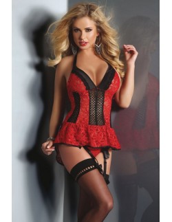 Red rose gorset ze stringami czerwony, Livia Corsetti lc...