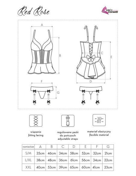 Red rose corset with thongs red, Livia Corsetti lc 90130
