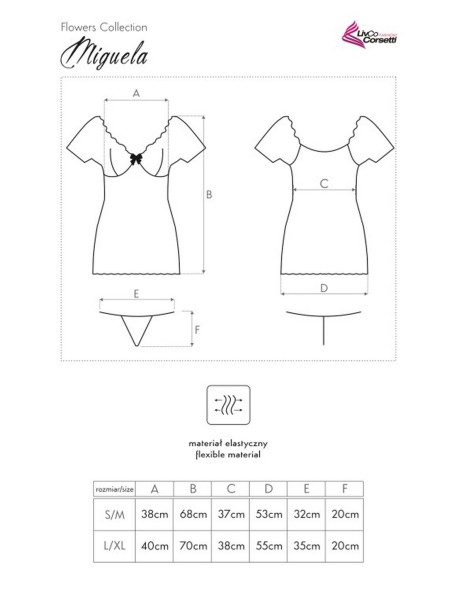 Miguela t-shirt night with thongs black, Livia...