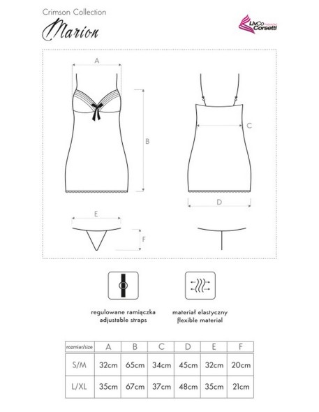 Marion koszulka nocna ze stringami czarna,...