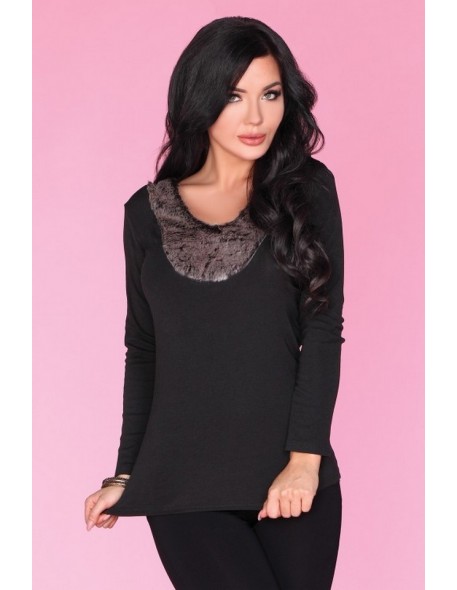 Blouse women's with long sleeve black, Merribel cg019