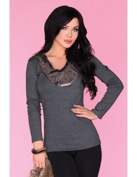 Blouse women's with long sleeve grey, Merribel cg019