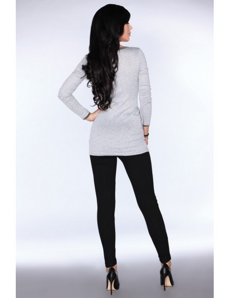 Tunika damska z długim rękawem szara, Merribel cg030