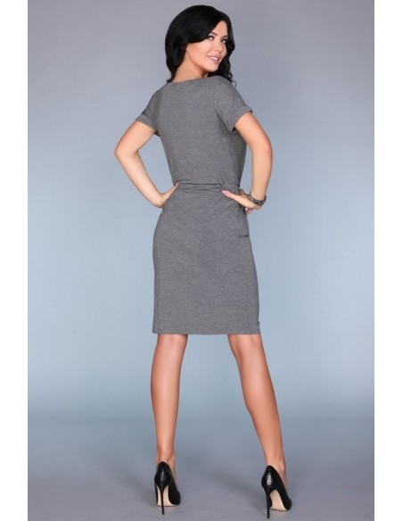 Sukienka damska z krótkim rękawem ściągacz w pasie, Merribel 16457d