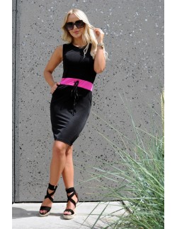 Sukienka damska mini bez rękawów czarno-różowa, Merribel...