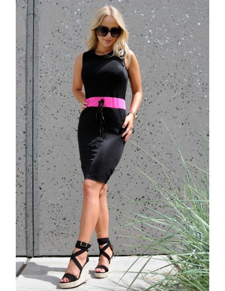 Dress women's mini sleeveless black-pink,...