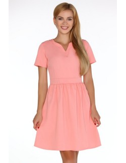 Marelna dress women's short sleeve flared bottom coral,...