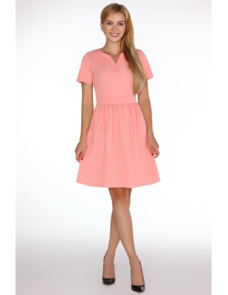 Marelna dress women's short sleeve flared bottom coral,... 2