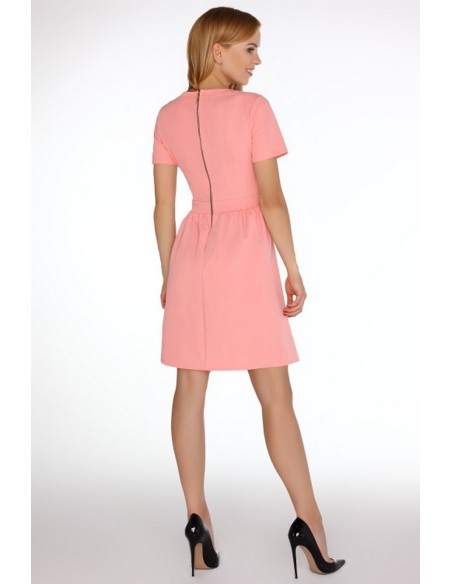 Marelna dress women's short sleeve flared bottom coral, Merribel