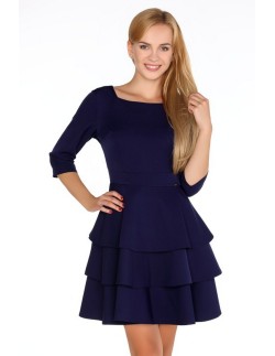 Reethan dress women's with frills 3/4 sleeve navy blue,...