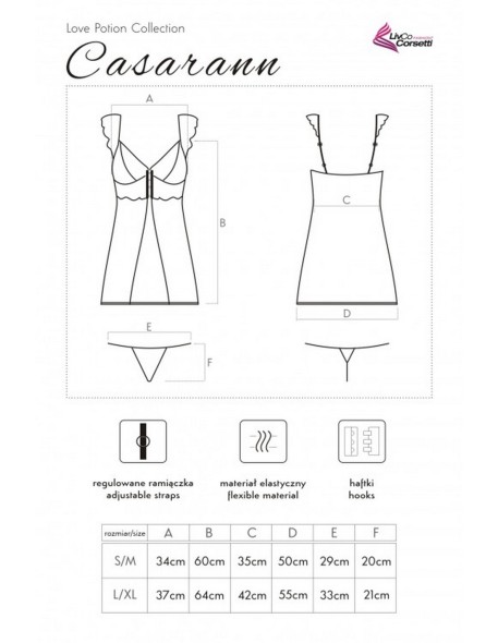 Casarann t-shirt night with thongs black, Livia...