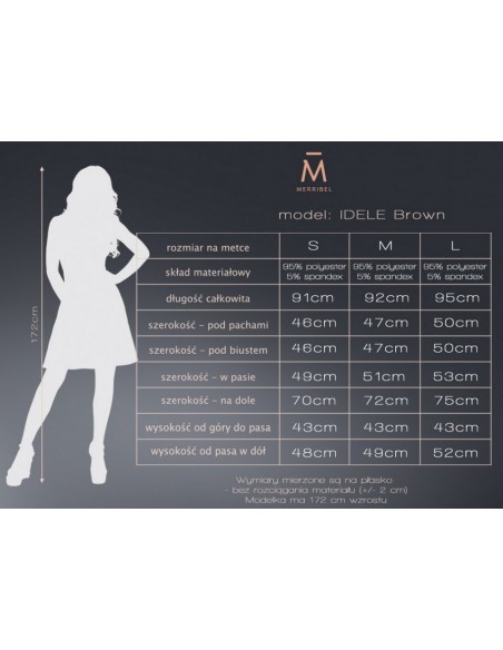 Idele sukienka damska wiązanaw pasie rękawy 3/4, Merribel 85328