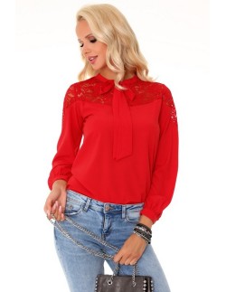 Maurinea blouse women's with long sleeve red, Merribel 85288
