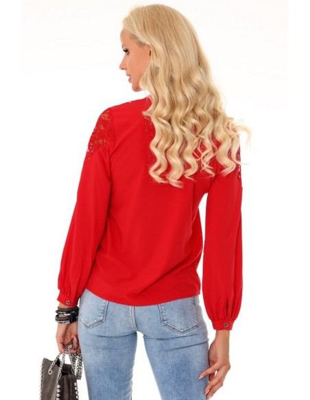 Maurinea blouse women's with long sleeve red, Merribel 85288