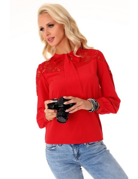 Maurinea blouse women's with long sleeve red,...