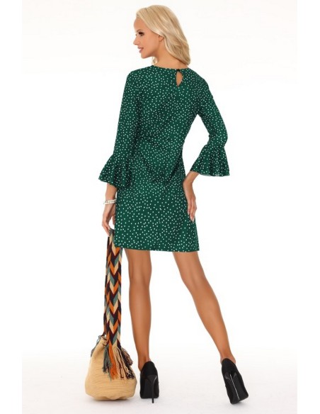 Fortunata dress women's green polka dots long sleeves, Merribel fz1742